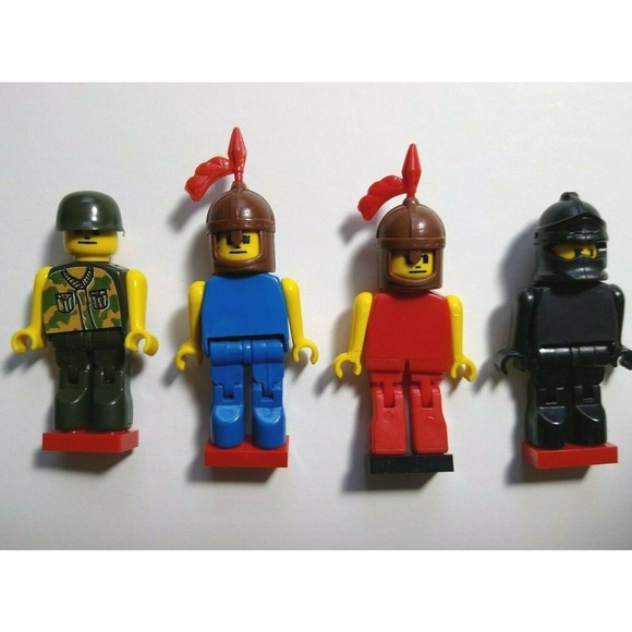 Robot Toy Figures Plastic War Combat Action Figures Movable Lot Of 4 Blockheads - Picture 1 of 12